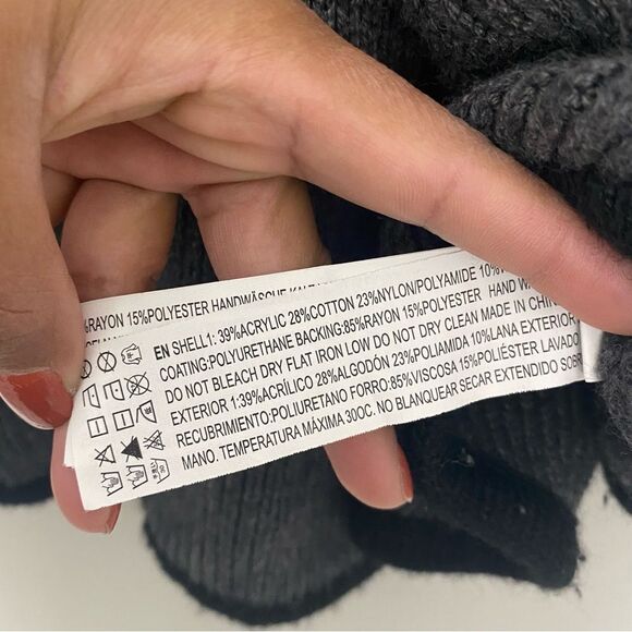 Forever 21 Knit Gray Leather Trim Cozy Fall Poncho Sweater Size XS - Picture 6 of 6